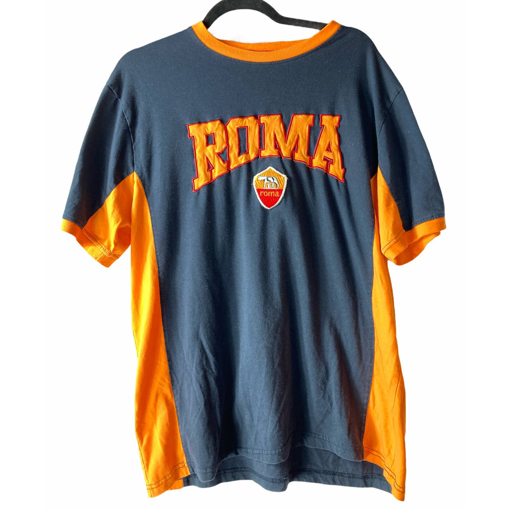 Italia ROMA Shirt Mens Football Orange Black Jersey Cotton Crew Neck XXXL